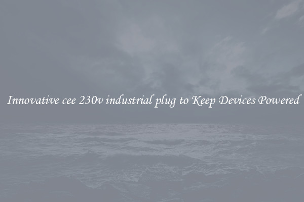 Innovative cee 230v industrial plug to Keep Devices Powered
